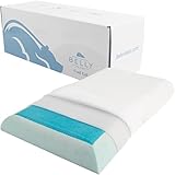 Belly Sleep er Pillow – Dünne, flache und ergonomische Kissen zum Schlafen und Ausrichten des Halswirbels – kühlendes Gel-Memory-Foam-Kissen mit Bezug – Bauchschläferkissen mit Kühlgel-Topper von