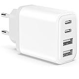 USB C Ladegerät, 40W 4-Port USBC Netzteil Adapter Mehrfach für iPhone 15 14 13 12 11 Pro Max SE 2020 XS XR X 8 7 6 Plus, iPad, Samsung, Schnellladegerät Handy Stecker Charger Ladestecker Ladeadapter