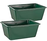 BURI 2er Set Wildwanne 90 Liter Wanne XXL Jagdwanne eckig HDPE Kunststoff - 2X Kunststoffwanne Plastikwanne stapelbar in grün - lebensmittelecht, robust ideal als Futterwanne oder Pferdetränke