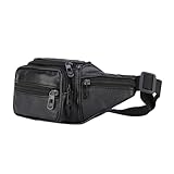 PartyKindom wasserdichte Herren Bauchtasche aus Rindsleder Verstellbarer Gürtel Atmungsaktiv Große Kapazität für Handy Schlüssel Karten für Sport Reisen Radfahren und Joggen