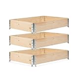 GARDIVO Hochbeet 120x80x20 cm - Palettenrahmen aus Holz - Garten Hochbeet - Holzrahmen faltbar, stapelbar, steckbar (3X Hochbeet Rahmen 120x80x20), GDV-0004-1