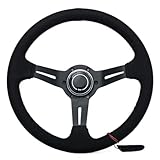 DATOUJLS Universal-Sportlenkrad 13 Zoll Mit Tiefem Leder-Rennlenkrad Schaltwippenverlängerung(Wildleder)