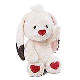 NICI Kuscheltier 25cm mit Herz-Applikationen auf Fußsohlen – Flauschiges Hasen Plüschtier für Mädchen, Jungen & Babys – Stofftier zum Kuscheln, Spielen & Schenken – Weiches Schmusetier, weiß/rot
