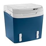 Mobicool MS26 Kühlbox, elektrisch, 25 L, Anschluss 12/230 V mit Sicherheitsgurtfixierungen zum Anschnallen im Auto, Kühlen bis 18 °C unter Raumtemperatur, Blau