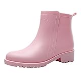 IQYU Schuhe Damen Gr. 43 Punk-Stil Schneestiefel Damen rutschfeste Fleece-Socken im Inneren Regenstiefel Outdoor-Gummi-Wasserschuhe S Damenschuhe 38 (Pink, 39)