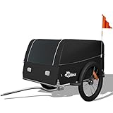SAMAX Transportanhänger Fahrradanhänger Lastenanhänger Fahrrad Anhänger mit Kunststoffwanne für 40 Kg / 120 Liter in Schwarz/Grau - Grey Edition