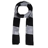 TELAIN Klassischer Strickschal, Grau und Schwarz Gestreifter Schal, Weiches Strick Tuch, Schal für Herren und Damen, Warmes und Bequemes Schultertuch für Winter und Herbst