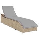 INLIFE Klappliege mit Auflage und Stauraum Beige Poly-Rattan,Möbel,Gartenmöbel,Gartensitzmöbel,Sonnenliegen,Beige,21.4 KG,4104223