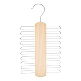 Amazon Basics Holz-Krawatten- und Gürtelhalter mit 20 Stangen, 2 Stück, 1er-Pack, Doppelpack, Natur