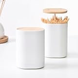 GZcaiyun Stk Wattestäbchen Behälter, Zahnstocherspender Drücken, Pop-Ups Wattestäbchen Aufbewahrung, Wattestäbchenhalter für Toilette, Schminktisch, Schlafzimmer, Büro, 2 Stile