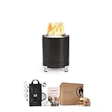 Solo Stove Mesa Tischfeuer Starter-Set | Inkl. Raucharmer Mini Tischkamin, Zubehör Set, Mini Brennholz, Anzünder, Mit Pellets & Holz befeuert, Edelstahl, Masa Größe(HxB): 17,5 x 13cm, 635g, Anthrazit