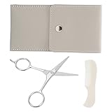 Bartscheren-Set, professionelle Schnurrbartschere aus Edelstahl mit Kamm und Aufbewahrungstasche für Männer, Gesichtshaarpflege, Styling und Trimmen