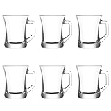 vienberg 6tlg. Teegläser-Set mit Henkel 225ml aus hochwertigem Glas Ideal für Heißgetränke, Kakao, Latte Macchiato und Cappuccino spülmaschinengeeignet