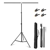 Selens T Type Hintergrund Ständer 150x200cm für Fotografie Musselin Vinyl Hintergründe Foto Studio, T Stand Backdrop Stand Einziehbarer Tragbarer Stützständer mit Querlatte und Klemme Tragetasche