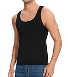ONEW Shapewear Tank Top Herren Bauchweg Kompressions-Shirt Figurformendes Unterhemd Ärmelloses Oberteil Taillen Trainer Body Shaper Schwarz L