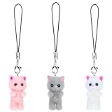 Mabor 3 Stück Katze Handy Lanyard Y2K Handy Anhänger Universel Handyhüllen Anhänger Cute Bag Charms für Taschen Zubehör Schlüsselanhänger Dekorationen Katzenliebhaber Geschenke