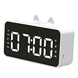 Artibetter Lautsprecher Wecker Weiß LED Display Große Bildschirmanzeige Fm Radio Einfach Einzustellender Alarm Kompakter Kabelloser Wecker für Schlafzimmer und Büro