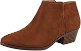 SODA Damen Stiefelette mit rundem Zehenbereich, Wildlederimitat, gestapelter Absatz, Western-Stiefel, Cognac Wildleder, 41 EU