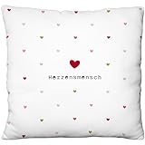 Gruss & CO Plüschkissen mit Motiv Herzensmensch | Zierkissen mit Wendemotiv, 25 cm x 25 cm, 100% Polyester | Geschenk, Valentinstag, Dekoartikel | 73798