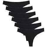 DRESHOW 6 Stück Baumwolle String Tanga Damen Unterhosen Frauen V-Waist Atmungsaktiver No Show Thong Unterwäsche