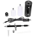 NUOBESTY 1 Satz Airbrush-Set Mini-Airbrush-kit Spray-Make-up-Airbrush Kabellose Luftpumpe Tragbare Hand-Airbrush Hochdruck-luftkompressor Mini-luftkompressor-bürste Black Rostfreier Stahl