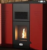 STUFE A PELLET ITALIA - Marmolada 14Kw 130 m² Heizfläche Slim Design, (Rot)