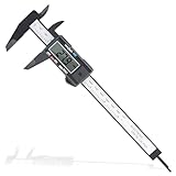 talifoca Messschieber Digital, 150 mm/6' Kohlefaser Schieblehre Digital mit Klarem Lcd und Backup Batterie, Innen, Professioneller caliper für Außen, Tiefen und Schrittmessung