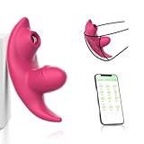 ZWFUN Butterfly Vibrator Vibration für Frauen Sex Toy mit 9 Vibrationsmodi Auflegevibrator Liebeskugeln für die Frau Vibro ei mit Bluetooth APP-Steuerung für unterwegs Sexspielzeug für Frauen (Rot-B)