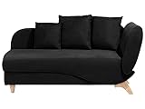 Chaiselongue Samt schwarz rechtsseitig mit Stauraum Kissen modern Meri