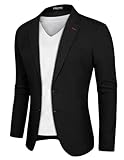 PJ PAUL JONES Herren Sakko Regular Fit 2 Knöpfe Freizeit Blazer Modern Freizeit Business Anzugjacke (Schwarz, L)