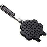 CNANRNANC Mini-Waffeleisen mit Herz- und Blumendesign, nicht für einfaches Herauslösen und Reinigen von Lebensmitteln, Nietengriff aus Legierung für dauerhaften Gebrauch, geeignet für Gasherde (C)