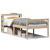 vidaXL Seniorenbett, Komfortbett Holzbett mit Kopfteil ohne Matratze, Massivholzbett Einzelbett für Schlafzimmer, Bett Bettgestell mit Lattenrost, 100x200cm
