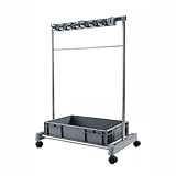 Besen- und Wischmopphalter – beweglicher Edelstahl-Reinigungsmittel-Organizer mit Ablaufbecken für Gartenwerkzeugaufbewahrung