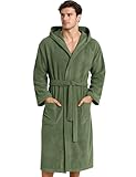 Morgenstern Bademantel Herren Baumwolle Frottee mit Kapuze Sauna Spa Lang Größe XL Oliv-Grün
