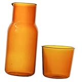 SOLUSTRE Glas karaffe mit Becher Hitzebeständig Transparent Geeignet für Schlafzimmer und Büro Elegante Trinkkaraffe für Wasser Tee Kaffee Milch Stilvolles Haushalts