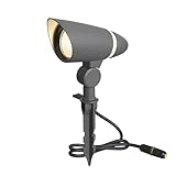 DAWALIGHT Gartenbeleuchtung LED Außen 10W Gartenstrahler mit Erdspieß IP65 Wasserdicht Gartenleuchte Warmweiß 3000K 800LM Gartenlampen für Draußen Rasen Baum Wege, Aluminium, Dunkelgrau