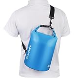 Kiaitre Dry Bag, wasserdichte Tasche mit Schultergurt, 5L 10L 20L Roll Top Wasserdichter Beutel Rucksack für Bootfahren, Rafting, Schwimmen,Snowboarding,Kajak Fahren