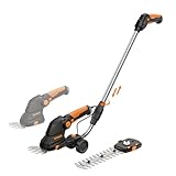 DOVMAN GS03C 3-in-1 Akku-Grasschere, Teleskopgriff-Set, 80 MIN Schnellladung, Winkelverstellbarer Griff, 2 Wechselbare Klingen, 7,2V Tragbare Elektrische Grasschere Ideal zum Rasen Schneiden