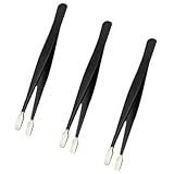Gadpiparty 3 Stück Philatelie Briefmarken Pinzette Augenbrauen-Tools Lash -Pinzetten Philatelie Pinzette schräge Pinzette Münzzange Pinzette für Stempel Rostfreier Stahl Black