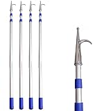 Einziehbare Bootsstangen zum Andocken, leichter ausziehbarer Haken zum Schieben, Ziehen und Wasserrettung