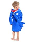 LOLANTA Kinder Fleece Bademantel Hai Plüsch Kapuzenbademantel, Blau Hai, L (6-8 Jahre)