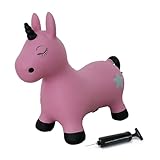 Jamara 460453 Hüpftier Einhorn mit Pumpe, BPA-Frei, bis 50 kg, fördert den Gleichgewichtssinn und die motorischen Fähigkeiten, robust und widerstandsfähig, pflegeleicht, pink