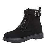 Winterstiefel Damen Herren ReißVerschluss Trendy Vintage Kurze Reitstiefel Aus Wildleder Unisex Flach Rutschfeste Laufsohle Casual Boots Winterschuhe Runde Zehe Stiefeletten Mittelhohe Schlupfstiefel