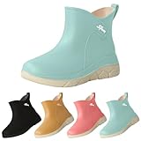 Gummistiefel Unisex, Rain Boots Women, Gummi Garten Gummistiefeletten, Gartenschuhe Regenstiefel, rutschfest wasserdichte Lässig Regenschuhe, Arbeit Stiefel Gummischuhe