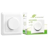 greenandco® gc-200 Unterputz LED und Halogen Dimmer 1-200 Watt, auch für herkömmliche Leuchtmittel und für Wechselschaltungen geeignet, weiß