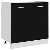 ShCuShan Schrank für Waschbecken, Schwarz, 80 x 46 x 81,5 cm, Spanplatte, Büroschrank, Aufbewahrungsschrank