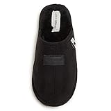 Lucky Brand Boy's Micro-Suede Scuff Slippers, Kids House Shoes with Plush Lining - Black, Size 6