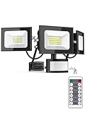 Lightasea LED Strahler mit Bewegungsmelder außen, 100W 10000LM Außenstrahler mit Verstellbaren 3 Köpfe, 6500K Kaltweiß LED Scheinwerfer mit Fernbedienung, IP65 Wasserdicht Flutlicht für Garage, Hof