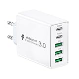 USB C Ladegerät, 5-Port USBC Netzteil Adapter Mehrfach für iPhone16 15 14 13 12 11 Pro Max SE 2020 XS XR X 8 7 6 Plus, Samsung, Schnellladegerät Handy Stecker Charger Ladestecker Ladeadapter