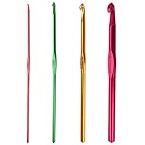 BOUMVID Häkelnadel Set, 4 Stück Multicolor Aluminium Stricknadeln, Crochet Häkelnadeln Hook, Tunesische Häkelnadel für Anfänger Oder Profis (2mm 4mm 6mm 8mm)